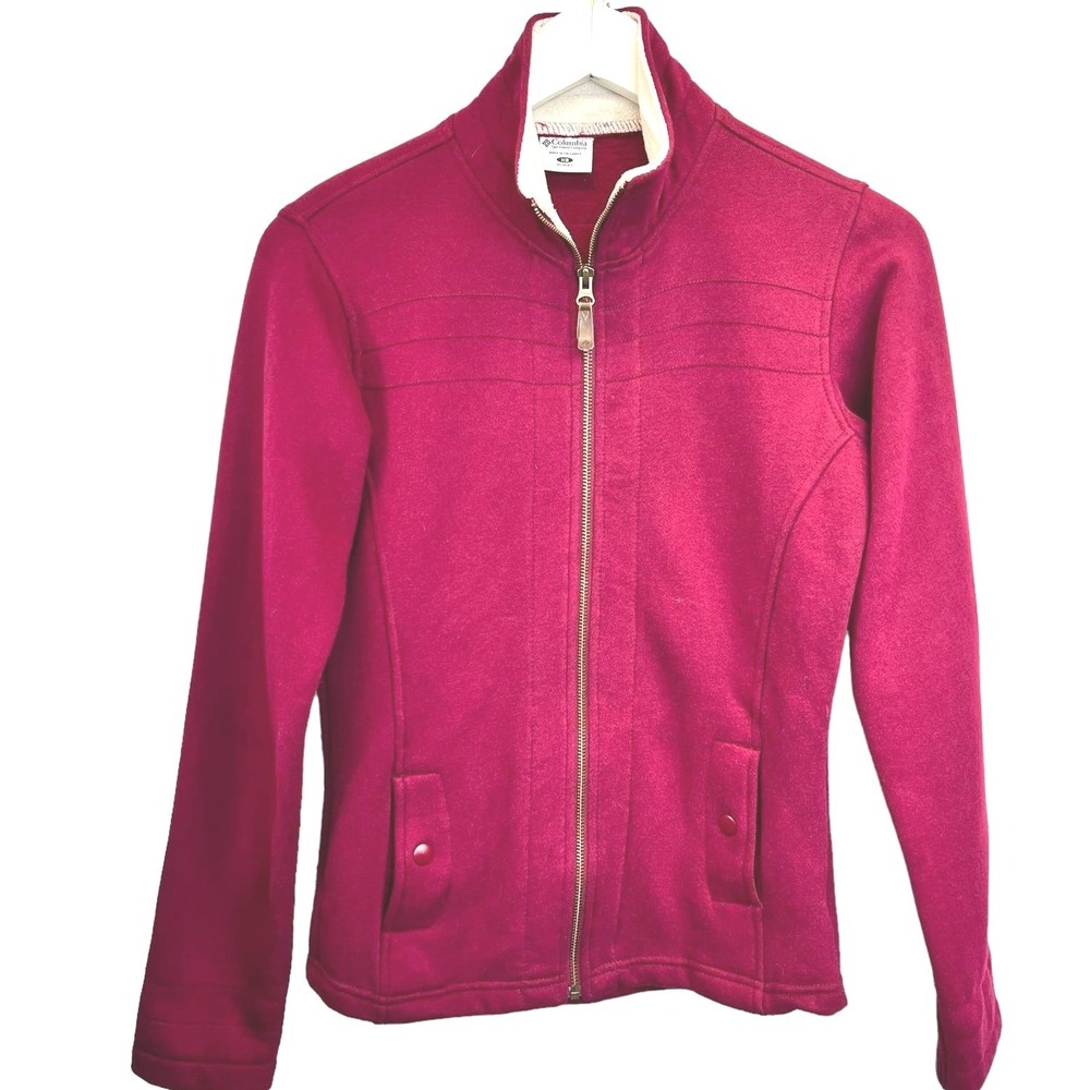 Columbia Full Zip Fleece Jacket Womens XS Magenta Pink Mock‎ Neck Gorpcore